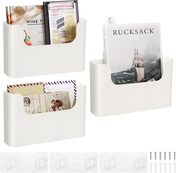 Wall Mount Folder Holder File Organizer, No Drilling Hanging File Mail Organizer, Office Supplies Storage, Single