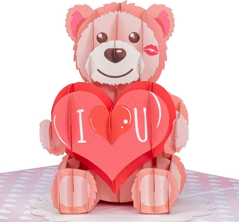 Paper Love 3D Teddy Bear Pop Up Card, Gift for Birthday, Mothers Day, Wedding, Anniversary, 5" x 7"
