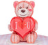 Paper Love 3D Teddy Bear Pop Up Card, Gift for Birthday, Mothers Day, Wedding, Anniversary, 5" x 7"