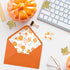 Whaline 50Pcs Fall Invitation Envelopes, Orange Pumpkin Greeting Card Holders with Stickers, V-Flap Envelopes Gift Card