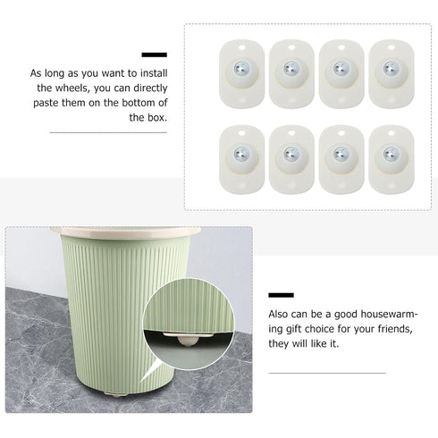 8pcs NUOBESTY Self-Adhesive Sticky Casters Universal Swivel Storage Box Wheels with Steel Ball Bearings for Rolling