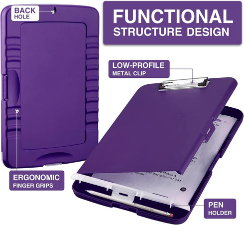 Sooez Clipboard with Storage, High Capacity Nursing Clipboards with Pen Holder, Heavy Duty Plastic Storage Clipboard with Low Profile Clip, Clipboard Folder, Teacher Must Haves, Office Supplies by Sooez