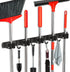 Upgraded Mop and Broom Holder Wall Mount, 5 Racks 4 Hooks, Stainless Steel Organizer for Closet, Garage, Kitchen