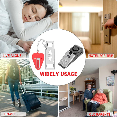MBBEST Portable Door Lock & Alarm, Dual Protection Security Devices for Hotel Travel Home Apartment, Red/Black