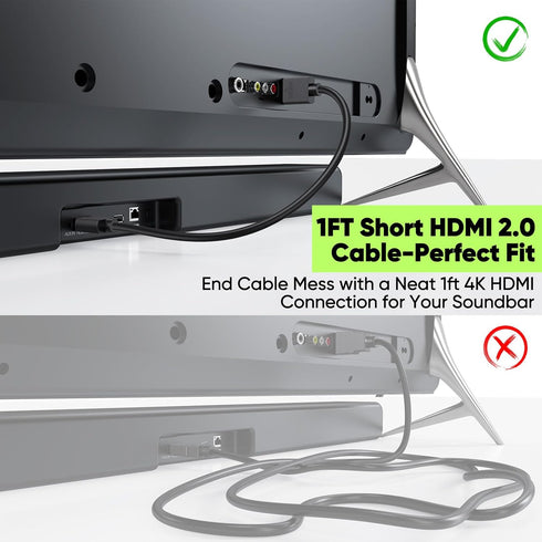 1FT 10-Pack, 4K 1FT Multi-pack,Slim 2.0 1 4K@60Hz,2K@165/144Hz,HDCP 2.2, CL3 Short HDMI Cable HDMI to HDMI Cable HDMI