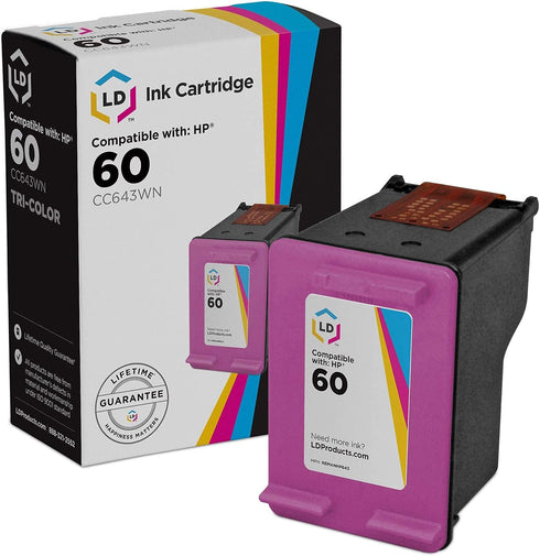 LD Products Remanufactured Compatible Ink Cartridge Replacement for HP 60 CC643WN (Tri Color) for use in HP Photosmart,