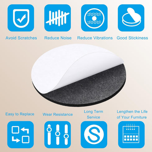 10" 8 Pack 1/5" PATIKIL Diameter Felt Furniture Pads, Thick Lamp Base Felt Round Soft Adhesive Non-Slip Anti-Scratch