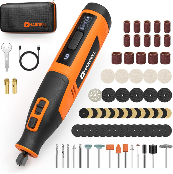 4V Cordless Rotary Tool Kit with 80 Accessories, 4000mAh Battery, 6 Variable