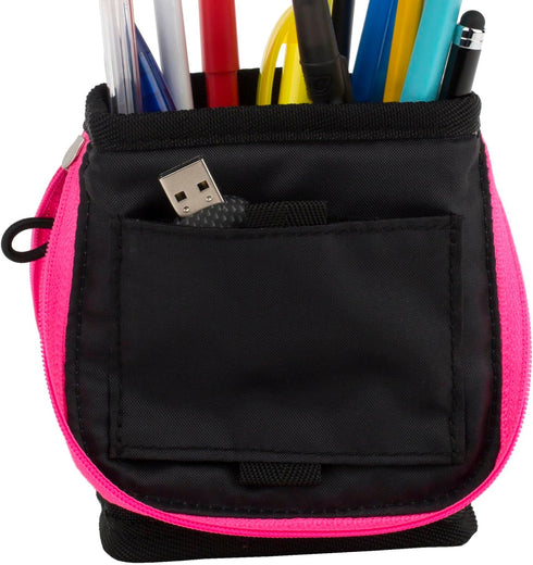 Five Star Pencil Pouch, Pen Case Storage Organizer for School Supplies, Fits 3 Ring Binder, Navy/Pink (505160B-ECM)