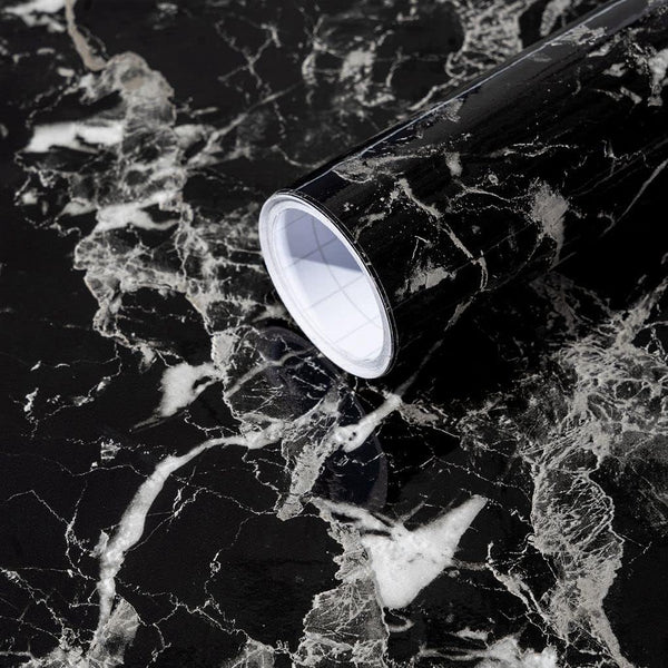 Arthome Black Marble Contact Paper, 15.7"x120" Self Adhesive Wallpaper, Removable Decorative Film for Desk, Kitchen