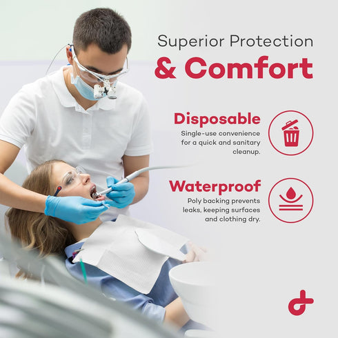 13.5" 18" 2-Ply 500) Dealmed Disposable x Dental Bibs, Tissue/Poly, Bulk Tattoo Bibs, Great for First Aid Kits