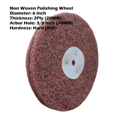 3PC 6 Inch Non Woven Polishing Wheel Kit for Bench Grinder, Hard/Medium/Soft with 10MM Arbor Hole