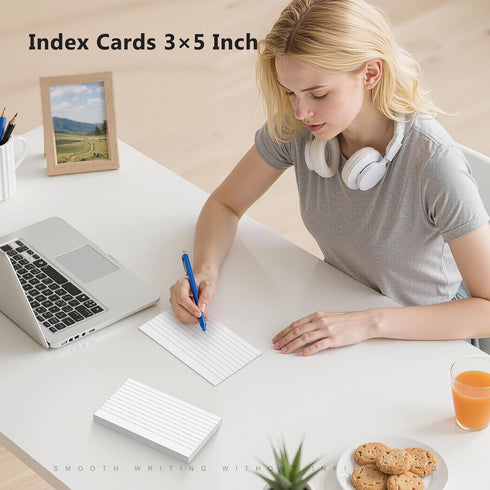 Gehanfai 250 Count 3 5 Inch, Index Cards x Thick White Lined Note Cards Portable Ruled Flash Cards Perfect for Studying