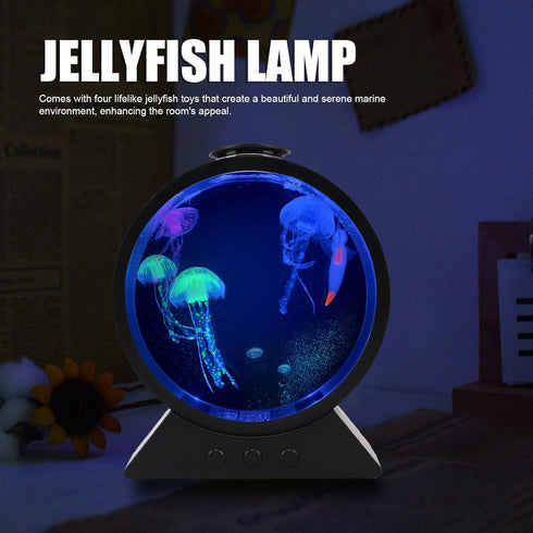 7 Estink Jelly Fish Lamp Aquarium Light, Color Changing RGB Round Jelly Fish Night Light Table Lamp for Home Office