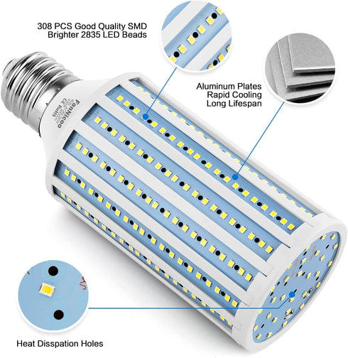 LED Corn Light Bulb, 500W Equivalent, 60W, 6000 Lumen, 6500K E39 Mogul Base, Cool Daylight White for Large Areas