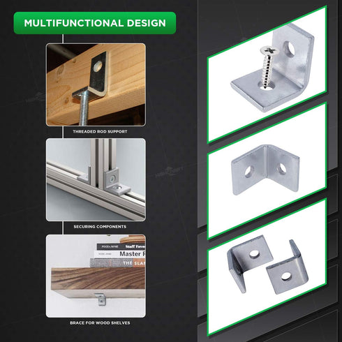 DBC-H38-10 3/8 250 lbs; 10 Pack Highcraft Heavy Duty Shelf Brackets; L Corner Brace for in. Diameter Bolt or Threaded