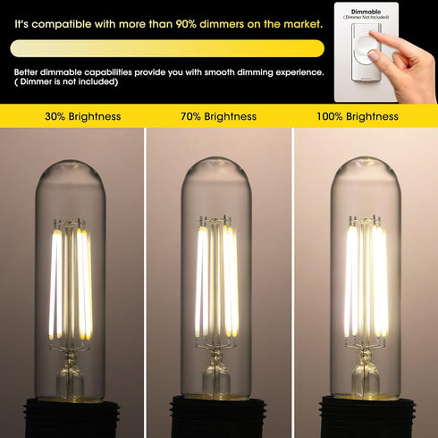 Gozelux Bulb 6W E26 Bulb 60 Dimmable 4000K E26 Bulb AC120V 750LM T9 T10 Bulb Pack 4 Tubular Light Equal LED Watt Cool