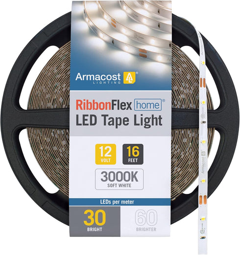 Armacost Lighting RibbonFlex Home 12V White LED Strip Light Tape 30 LED/m 3000K 16