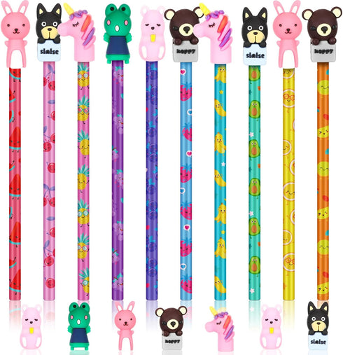 Glenmal 100 Pcs Scented Pencils for Kids, HB Graphite with Cartoon Pencil Toppers, Gift for School