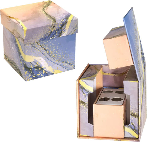 Global Printed Products Designer Printed Folding Desk Organizer, Includes Phone Stand, Small Compartments, Pen Holder,