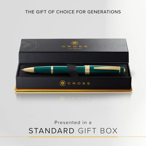 Cross Bailey Light Refillable Rollerball Pen - Medium Point, Black Ink, Presented in Gift Box (Polished Green)