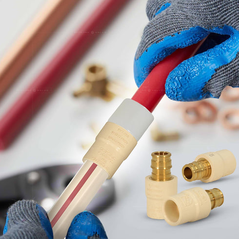 Midline Valve CSDQFG012-OM 1/2'' Lead-Free Brass Expansion PEX x CPVC Adapter Pipe Fitting, Single