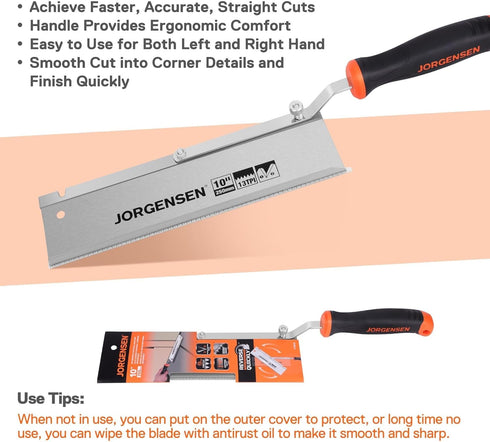 JORGENSEN 10" Dovetail Reversible Saw, Professional Jamb Saw with 13TPI Double Ground Teeth for Tile Installation