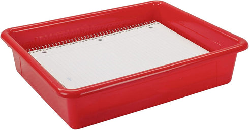 Storex Letter Size Flat Storage Tray – Organizer Bin for Classroom, Office and Home, Red, 5-Pack