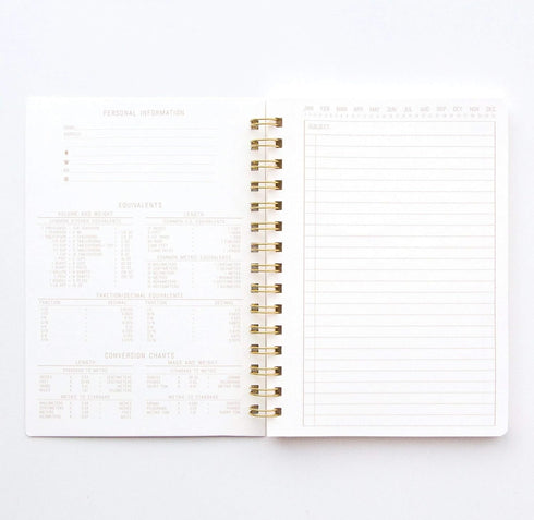 DesignWorks Ink A5 6" x 8.25" Juniper Green Textured Paper Notebook with Gold Accents, Lined Pages, Durable Spiral