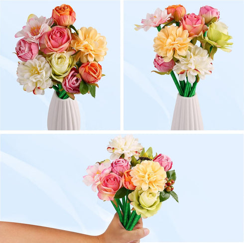 Leery 12 Pieces Mixed Multicolor Rose Ballpoint Pens, Plush Pens for Valentine's Day, Mother's Day, Office Supplies