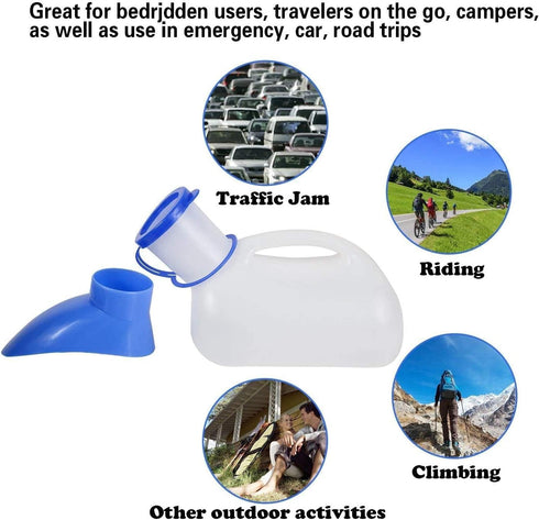 Unisex Potty Urinal for Car, Portable Urinal for Men and Women, Bedpans Pee Bottle with a Lid and Funnel, Mobile Toilet