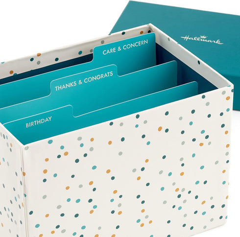 Assortment48 Hallmark All Occasion Cards Cards and Envelopes with Card Organizer Box (Polka Dots)