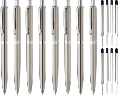 LINFANC 8 Pack Premium Retractable Ballpoint Pens - Medium Point 1.0mm Black Ink for Home, School, Work, Office
