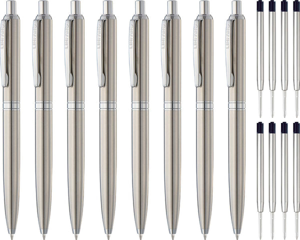 LINFANC 8 Pack Premium Retractable Ballpoint Pens - Medium Point 1.0mm Black Ink for Home, School, Work, Office