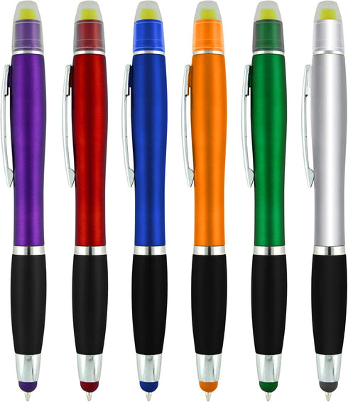 Bible Highlighter with Pen and Stylus, 3 in 1 Combo, Pack of 12 All Yellow Highlighters, Black Ballpoint Ink, Wax Gel