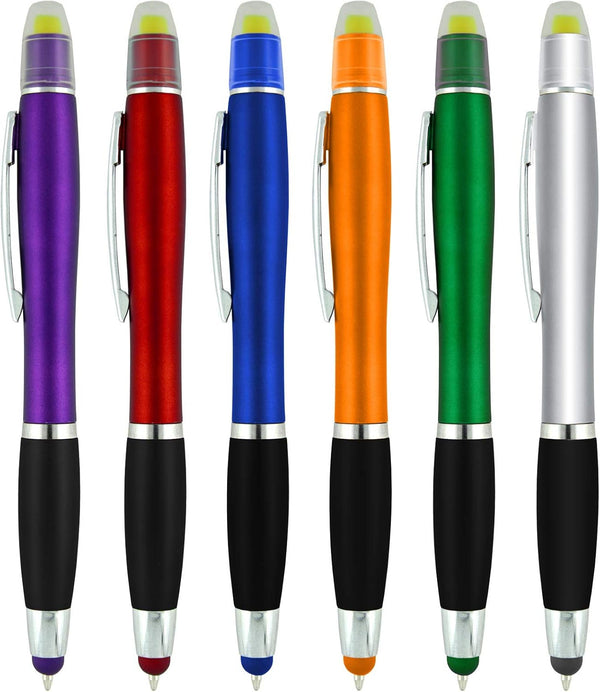 Bible Highlighter with Pen and Stylus, 3 in 1 Combo, Pack of 12 All Yellow Highlighters, Black Ballpoint Ink, Wax Gel