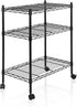 SUPER DEAL 3-Shelf Adjustable Heavy Duty Storage Wire Shelving Unit with Wheels,