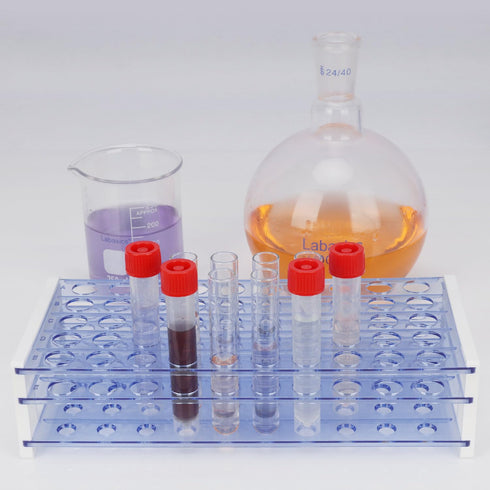 Test Tube Rack, 3-Tier Detachable Blue Plastic Holder for Laboratory Scientific Experiments