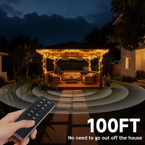 Dimmer Dimmer 100FT (2H/4H/6H/8H),Waterproof Dimmer Dimmable Outdoor for String Lights,Plug-in Switch Remote Control