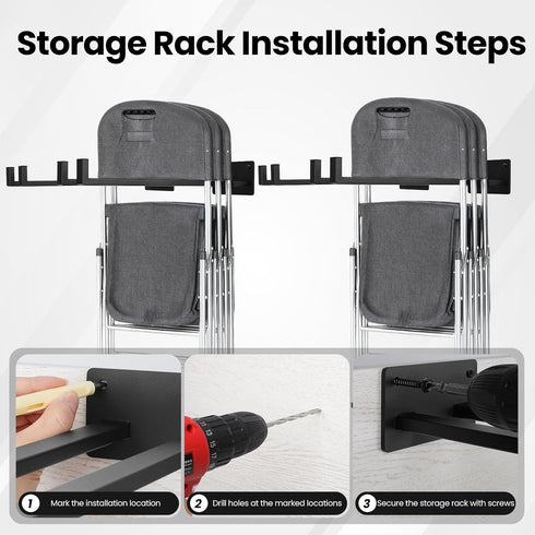 Neiteli 4 Pack Folding Chair Storage Rack,Folding Chair Rack,garage organizer wall mount,tool hangers for garage wall