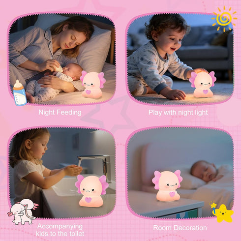 Elixoria 7 Dimmable Kids Night Light with Wireless Speaker, Portable Colors Warm Touch Night Lamp with Remote Control