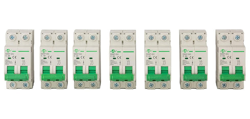 DC Miniature Circuit Breaker, 12V-250V, 2 Pole 32A Mini Home Circuit Breaker, DIN Rail Mount