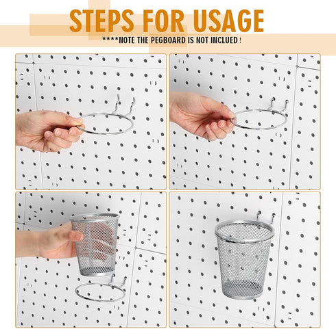 Spakon 6 Sets Pegboard Cups with Ring Hooks, Metal Pencil Holder for Desk Classroom Office Garage Workshop