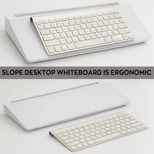 Desktop Glass Whiteboard Set with 3 Colors Markers, Desk Dry Erase Glass Whiteboard for Home Office Supplies