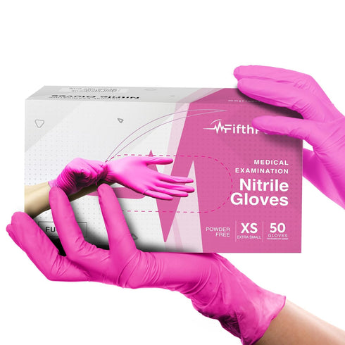Fuchsia Hot Pink Nitrile Disposable Gloves, 50 Count, 3 Mil Powder and Latex Free Food Safe Cooking Gloves