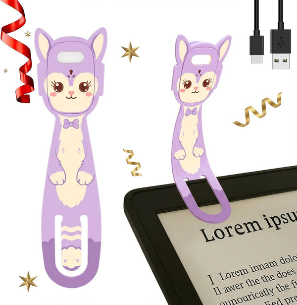Rechargeable Kids Book Light, Cute Bookmark Reading Light for Kids, Dimmable Portable