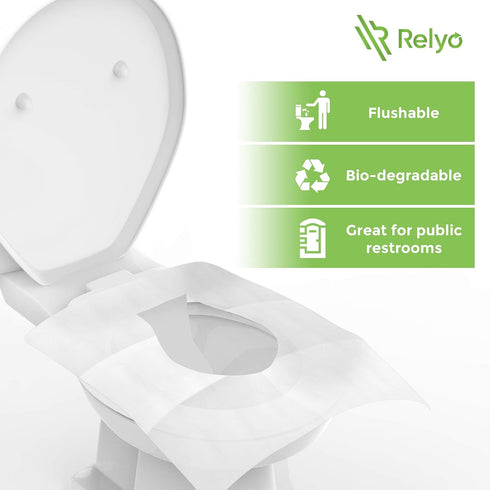 (50 Pack) 100% Toilet Seat Cover Paper Flushable - XL for Adults and Kids Potty Training, Biodegradable Travel Supplies