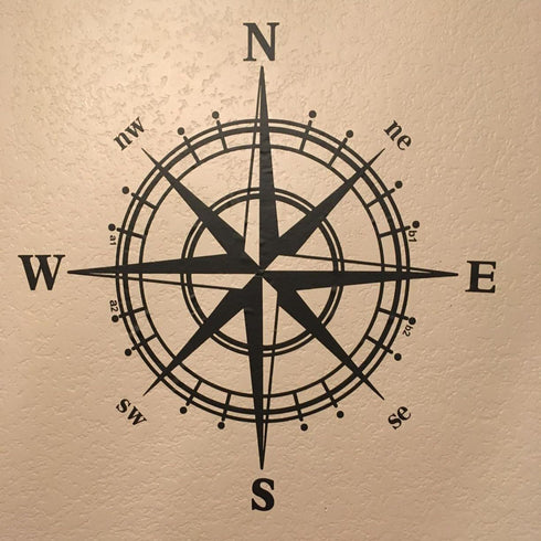 BooDecal 20 inches 20 inches Navigation Compass Ocean Wall Decals Stickers Decorations for Living Room Bedroom x