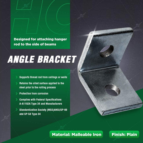 DBC-H38-10 3/8 250 lbs; 10 Pack Highcraft Heavy Duty Shelf Brackets; L Corner Brace for in. Diameter Bolt or Threaded