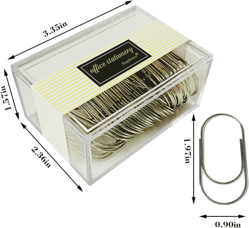 Silver Jumbo Paper Clips, 50pcs, 50mm/2" Large Wide Non Skid Smooth Finish Steel Wire Office Supply Accessories
